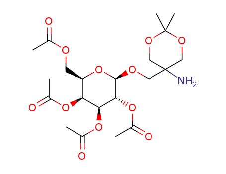 Molecular Structure of 1400872-56-1 (5-[O-(2',3',4',6'-tetra-O-acetyl-β-D-galactopyranosyl)oxymethyl]-5-amino-2,2-dimethyl-1,3-dioxane)