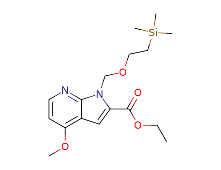 Molecular Structure of 290332-98-8 (1H-Pyrrolo[2,3-b]pyridine-2-carboxylic acid, 4-methoxy-1-[[2-(trimethylsilyl)ethoxy]methyl]-, ethyl ester)
