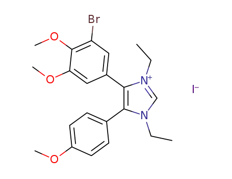 Molecular Structure of 1627130-81-7 (4-(3-bromo-4,5-dimethoxyphenyl)-5-(4-methoxyphenyl)-1,3-diethylimidazolium iodide)