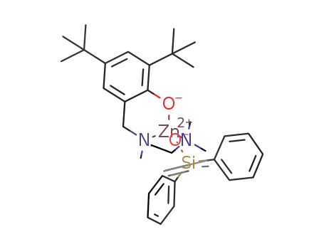 Molecular Structure of 1570188-83-8 ((2-tert-butyl-4-methoxy-6-{[(2'-dimethylaminoethyl)-methylamino]methyl}phenol-H)ZnSiOPh<sub>3</sub>)