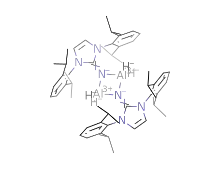 Molecular Structure of 1571095-88-9 ({μ-bis(2,6-diisopropylphenyl)imidazolin-2-imino(AlH<sub>2</sub>)}<sub>2</sub>)