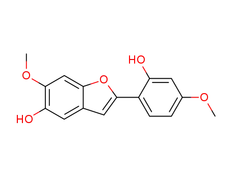 Molecular Structure of 90664-32-7 (2-(2-hydroxy-4-methoxyphenyl)-6-methoxy-1-benzofuran-5-ol)