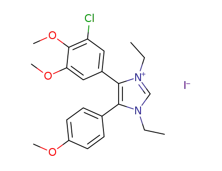 Molecular Structure of 1627130-80-6 (4-(3-chloro-4,5-dimethoxyphenyl)-5-(4-methoxyphenyl)-1,3-diethylimidazolium iodide)