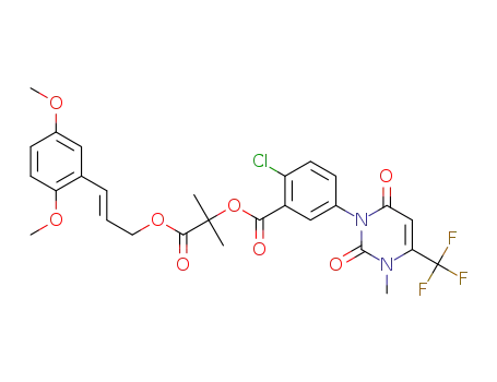 (E)-1-((3-(2,5-Dimethoxyphenyl)allyl)oxy)-2-methyl-1-oxopropan-2-yl 2-chloro-5-(3-methyl-2,6-dioxo-4-(trifluoromethyl)-2,3-dihydropyrimidin-1(6H)-yl)benzoate