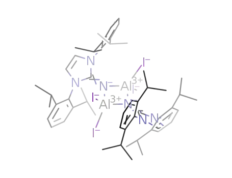 Molecular Structure of 1571096-09-7 ({μ-bis(2,6-diisopropylphenyl)imidazolin-2-iminoAlI<sub>2</sub>}<sub>2</sub>)