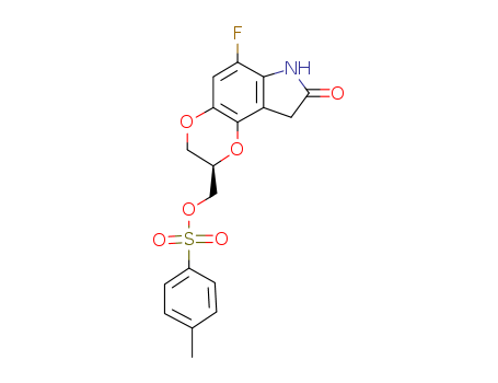 8H-1,4-Dioxino[2,3-e]indol-8-one, 6-fluoro-2,3,7,9-tetrahydro-2-[[[(4-methylphenyl)sulfonyl]oxy]methyl]-, (2R)-