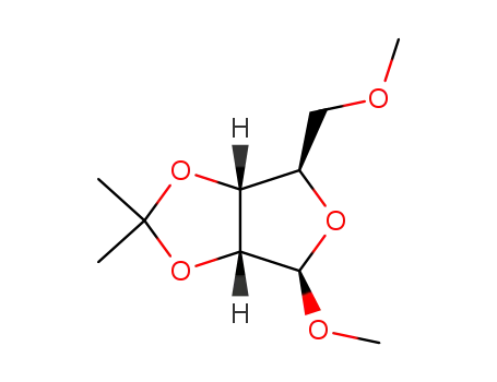 Molecular Structure of 33985-44-3 ((3AR,4R,6R,6AR)-4-Methoxy-6-(methoxymethyl)-2,2-dimethyltetrahydrofuro[3,4-d][1,3]dioxole)