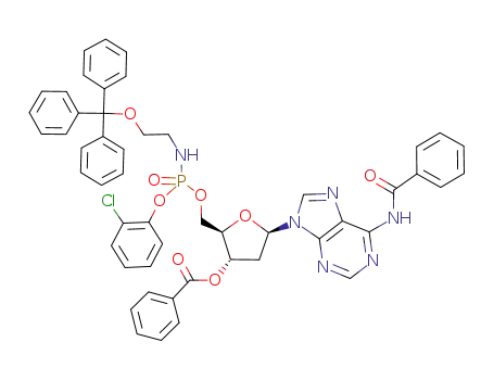 Adenosine, N-benzoyl-2'-deoxy-, 3'-benzoate 5'-[2-chlorophenyl
[2-(triphenylmethoxy)ethyl]phosphoramidate]