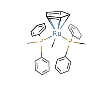 Molecular Structure of 114674-46-3 ((η5-cyclopentadienyl)methylbis(methyldiphenylphosphine)ruthenium)