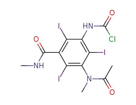 Molecular Structure of 59923-69-2 (Carbamic chloride,
[3-(acetylmethylamino)-2,4,6-triiodo-5-[(methylamino)carbonyl]phenyl]-)