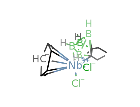 Molecular Structure of 167033-03-6 (((C<sub>2</sub>H<sub>5</sub>)2C<sub>2</sub>B<sub>4</sub>H<sub>4</sub>)Nb(Cl)2(C<sub>5</sub>H<sub>5</sub>))
