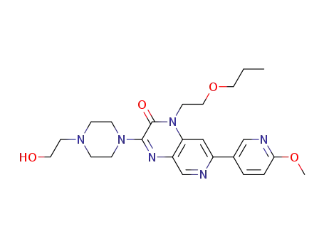 Molecular Structure of 954138-07-9 (Pyrido[3,4-b]pyrazin-2(1H)-one, 3-[4-(2-hydroxyethyl)-1-piperazinyl]-7-(6-methoxy-3-pyridinyl)-1-(2-propoxyethyl))