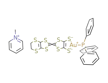 Molecular Structure of 782500-50-9 ([N-methylpyridinium][Au(triphenylphosphine)(2-((4,5-ethylenedithio)-1,3-dithiole-2-ylidene)-1,3-dithiole-4,5-dithionato)])