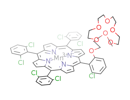 Molecular Structure of 184765-61-5 (Mn[5-[2-chloro-6-[(18-crown-6)methyloxy]phenyl]-10,15,20-tri-(2,6-dichlorophenyl) porphyrin]<sup>(1+)</sup>)