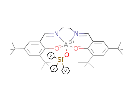Molecular Structure of 190370-43-5 (((((CH<sub>3</sub>)3C)2(O)C<sub>6</sub>H<sub>2</sub>CHNCH<sub>2</sub>)2)Al(OSi(C<sub>6</sub>H<sub>5</sub>)3))