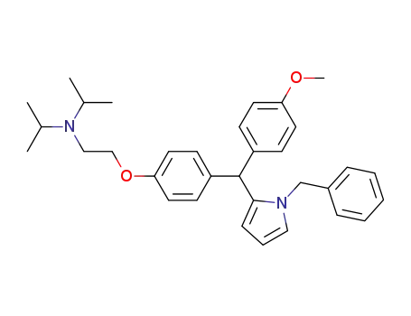 Molecular Structure of 1206894-20-3 (N-(2-(4-((1-benzyl-1H-pyrrol-2-yl)(4-methoxyphenyl)methyl)phenoxy)ethyl)-N-isopropylpropan-2-amine)