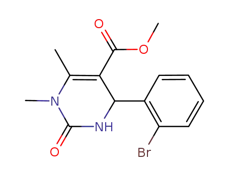 Molecular Structure of 923235-54-5 (5-methoxycarbonyl-1,6-dimethyl-4-(2-bromophenyl)-3,4-dihydropyrimidin-2(1H)-one)