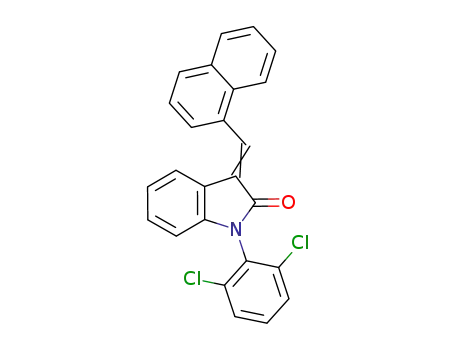 Molecular Structure of 1146981-21-6 (1-{[(2,6-dichlorophenyl)-3-(naphthalen-1-yl)]methylene}-1,3-dihydroindol-2-one)
