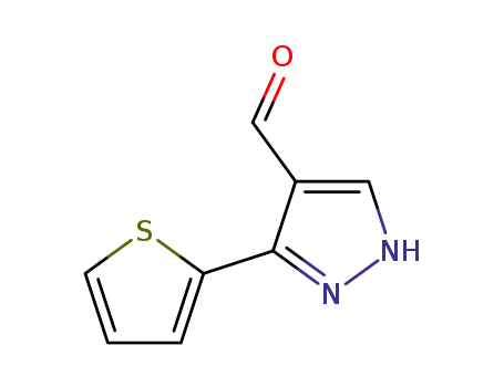 Molecular Structure of 26033-27-2 (3-(2-THIENYL)-1H-PYRAZOLE-4-CARBALDEHYDE)
