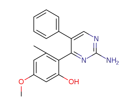 Molecular Structure of 1338784-55-6 (2-amino-4-(2-hydroxy-4-methoxy-6-methylphenyl)-5-phenylpyrimidine)