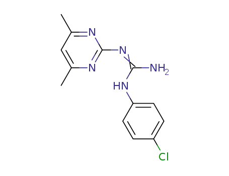 Molecular Structure of 16018-51-2 (N-(4-CHLOROPHENYL)-N-(4,6-DIMETHYLPYRIMIDIN-2-YL)GUANIDINE)