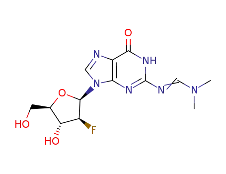 Molecular Structure of 1391913-21-5 (N2-[(dimethylamino)methylene]-9-(2-deoxy-2-fluoro-β-D-arabinofuranosyl)-guanine)