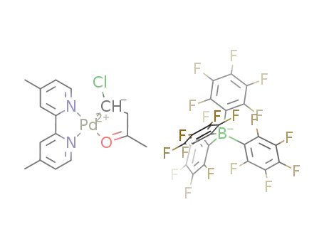 Molecular Structure of 524936-97-8 ([(4,4'-dimethyl-2,2'-bipyridine)Pd(CHClCH<sub>2</sub>COMe)][B(C<sub>6</sub>F<sub>5</sub>)4])