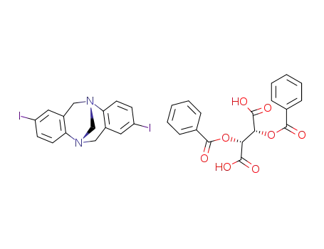 Molecular Structure of 1478192-79-8 ((-)-R,R-2,8-diiodo-6,12-dihydro-5,11-methanodibenzo[b,f ]-[1,5]diazocine*(-)-O,O′-dibenzoyl-L-tartaric acid)