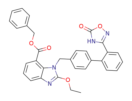 Molecular Structure of 1403474-72-5 (benzyl 2-ethoxy-1-((2'-(5-oxo-4,5-dihydro-1,2,4-oxadiazol-3-yl)biphenyl-4-yl)methyl)-1H-benzo[d]imidazole-7-carboxylate)