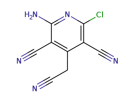 Molecular Structure of 19858-57-2 (2-AMINO-6-CHLORO-4-(CYANOMETHYL)PYRIDINE-3,5-DICARBONITRILE)
