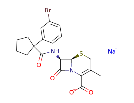 Molecular Structure of 143407-74-3 (sodium 7-[[1-(3-bromophenyl)cyclopentanecarbonyl]amino]-3-methyl-8-oxo -5-thia-1-azabicyclo[4.2.0]oct-2-ene-2-carboxylate)