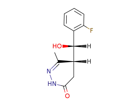 Molecular Structure of 90060-88-1 (3(2H)-Pyridazinone,5-[(2-fluorophenyl)hydroxymethyl]-4,5-dihydro-6-methyl-)