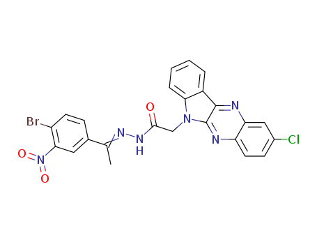 Molecular Structure of 109322-09-0 (6H-Indolo[2,3-b]quinoxaline-6-aceticacid, 2-chloro-, 2-[1-(4-bromo-3-nitrophenyl)ethylidene]hydrazide)