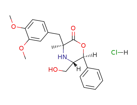 Molecular Structure of 35019-35-3 ([3S-(3alpha,5beta,6alpha)]-3-[(3,4-dimethoxyphenyl)methyl]-5-(hydroxymethyl)-3-methyl-6-phenylmorpholin-2-one hydrochloride)