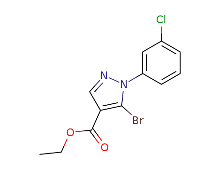 Molecular Structure of 110821-39-1 (Ethyl 5-bromo-1-(3-chlorophenyl)-1H-pyrazole-4-carboxylate)