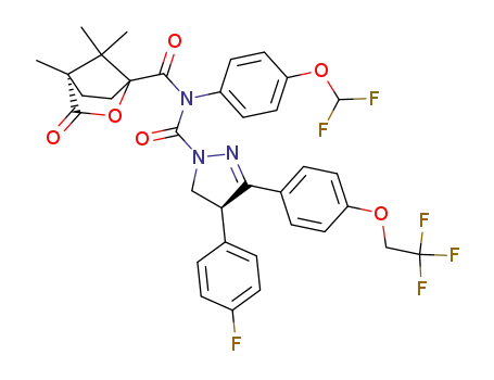 (4S)-N-<4-(difluoromethoxy)phenyl>-4-(4-fluorophenyl)-N-<(1S,4R)-4,7,7-trimethyl-3-oxo-2-oxabicyclo<2.2.1>hept-1-ylcarbonyl>-3-<4-(2,2,2-trifluoroethoxy)phenyl>-4,5-dihydropyrazole-1-carboxamide