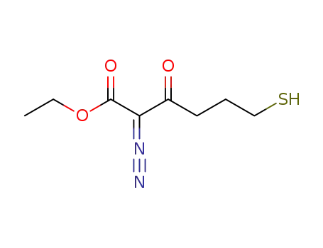 Molecular Structure of 115399-61-6 (Hexanoic acid, 2-diazo-6-mercapto-3-oxo-, ethyl ester)