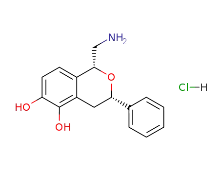 Molecular Structure of 130465-39-3 (CIS-(+/-)-1-(AMINOMETHYL)-3,4-DIHYDRO-3-PHENYL-1H-2-BENZOPYRAN-5,6-DIOL HYDROCHLORIDE)