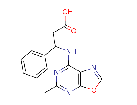 Molecular Structure of 102248-99-7 (Benzenepropanoic acid, b-[(2,5-dimethyloxazolo[5,4-d]pyrimidin-7-yl)amino]-)