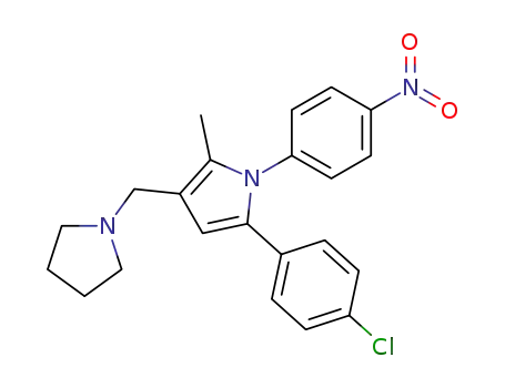 Molecular Structure of 146204-56-0 (5-(4-chlorophenyl)-2-methyl-1-(4-nitrophenyl)-3-(pyrrolidin-1-ylmethyl)-1H-pyrrole)