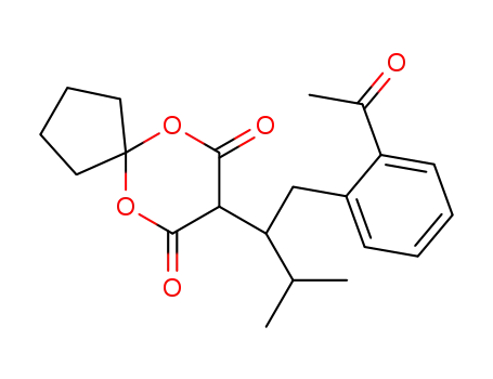 Molecular Structure of 142558-40-5 (6,10-Dioxaspiro[4.5]decane-7,9-dione,
8-[1-[(2-acetylphenyl)methyl]-2-methylpropyl]-)