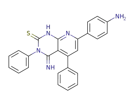 Molecular Structure of 123372-44-1 (Pyrido[2,3-d]pyrimidine-2(1H)-thione,
7-(4-aminophenyl)-3,4-dihydro-4-imino-3,5-diphenyl-)