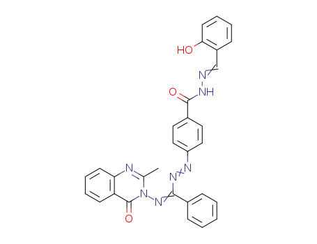 Molecular Structure of 127786-19-0 (Benzoic acid,4-[2-[[(2-methyl-4-oxo-3(4H)-quinazolinyl)imino]phenylmethyl]diazenyl]-,2-[(2-hydroxyphenyl)methylene]hydrazide)