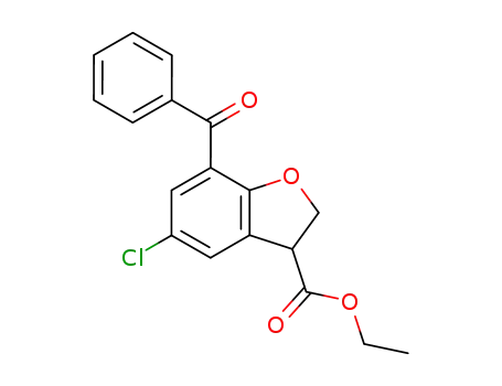 Molecular Structure of 93669-82-0 (3-Benzofurancarboxylic acid, 7-benzoyl-5-chloro-2,3-dihydro-, ethyl
ester)