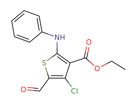 Molecular Structure of 78267-24-0 (ETHYL 2-ANILINO-4-CHLORO-5-FORMYL-3-THIOPHENECARBOXYLATE)