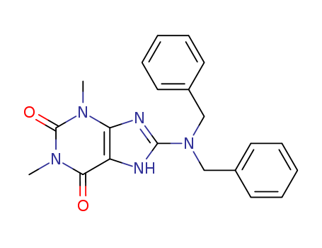 40799-93-7,8-(dibenzylamino)-1,3-dimethyl-3,7-dihydro-1H-purine-2,6-dione,8-(Dibenzylamino)theophylline;8-N,N-dibenzylaminotheophylline;1H-Purine-2,6-dione,3,7-dihydro-8-(bis(phenylmethyl)amino)-1,3-dimethyl;3,7-Dihydro-8-(bis(phenylmethyl)amino)-1,3-dimethyl-1H-purine-2,6-dione;8-(dibenzylamino)-1,3-dimethyl-3,7-dihydro-1h-purine-2,6-dione;8-dibenzylamino-1,3-dimethyl-3,7(9)-dihydro-purine-2,6-dione;