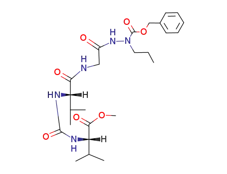 Molecular Structure of 112382-91-9 (Glycine,
N-[N-[[[1-(methoxycarbonyl)-2-methylpropyl]amino]carbonyl]-L-valyl]-,
2-[(phenylmethoxy)carbonyl]-2-propylhydrazide, (S)-)