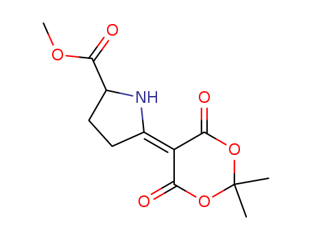 Molecular Structure of 150133-57-6 (Proline, 5-(2,2-dimethyl-4,6-dioxo-1,3-dioxan-5-ylidene)-, methyl ester)