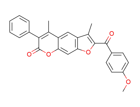 Molecular Structure of 106536-43-0 (2-(p-methoxybenzoyl)-3,5-dimethyl-6-phenyl-7H-furo<3,2-g><1>benzopyran-7-one)