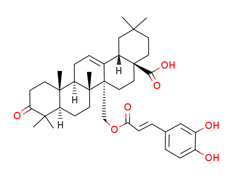 142877-49-4,myriceron caffeoyl ester,Olean-12-en-28-oicacid, 27-[[(2E)-3-(3,4-dihydroxyphenyl)-1-oxo-2-propenyl]oxy]-3-oxo- (9CI);Olean-12-en-28-oic acid,27-[[3-(3,4-dihydroxyphenyl)-1-oxo-2-propenyl]oxy]-3-oxo-, [27(E)]-; 50-235;Myriceric acid A; PM 2011; PM 2011A